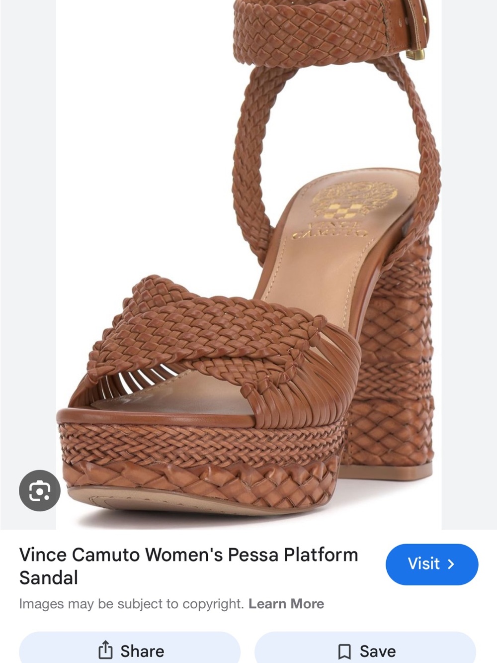 Vince Camuto Woven Leather Platform Sandal in Brown - Picture 2 of 7